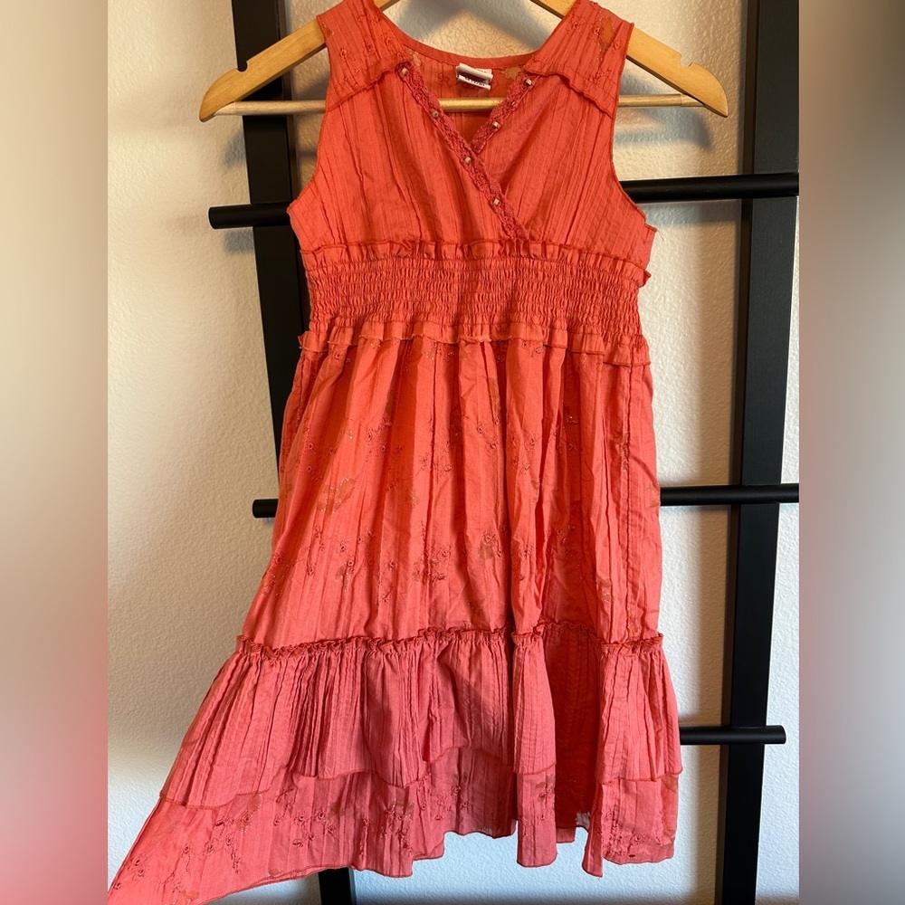 Coral Sleeveless Kids Dress